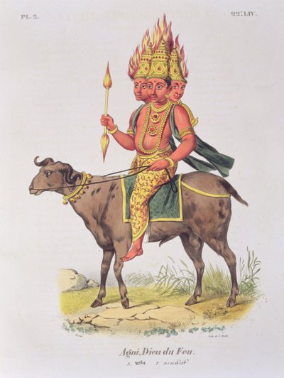 Agni, God of Fire engraved by Charles Etienne Pierre by Louis Thomas Bardel